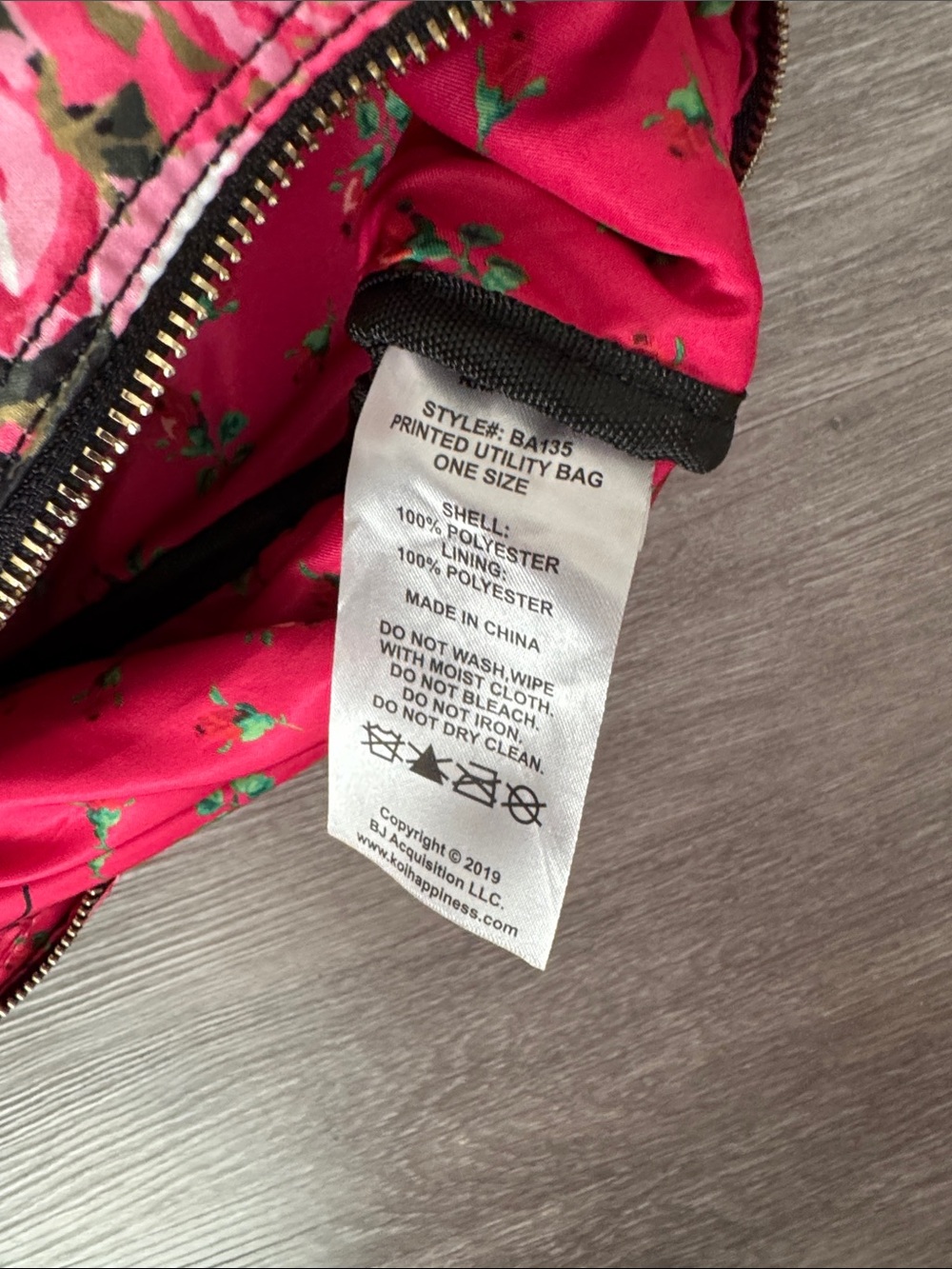 Betsey Johnson Black Tote with Pink Rose Print - Picture 8 of 8